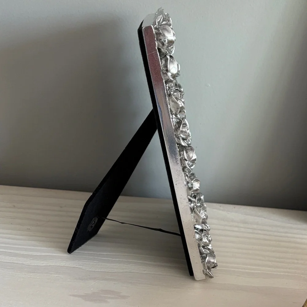 Silver-Tone Rose Dimensional Frame - Decorative Photo Frame‎ for 5